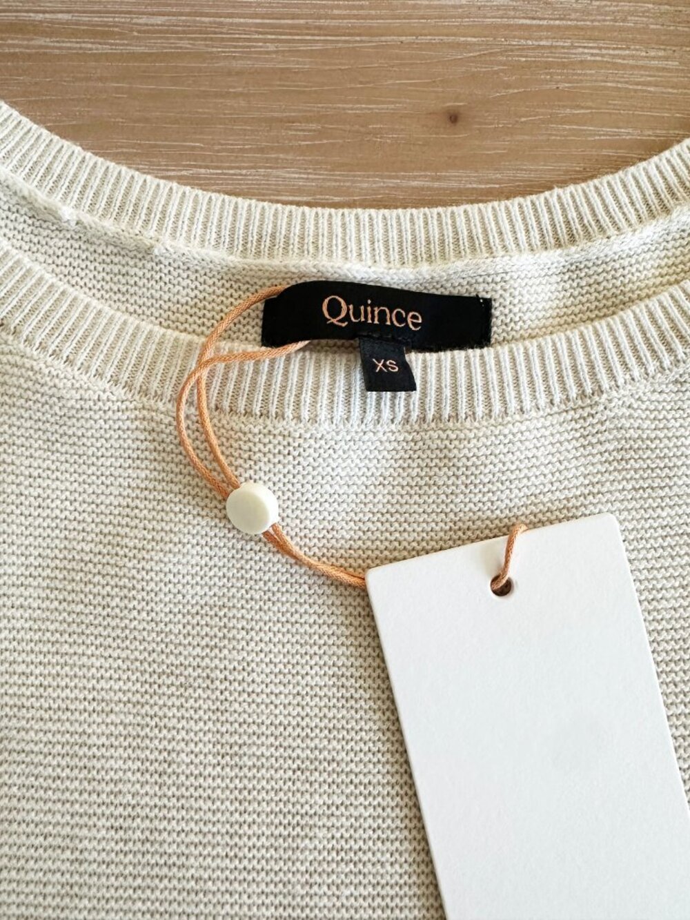 NWT Quince Lightweight Cotton Cashmere Dolman Sweater Heather Bone - X-Small - Picture 6 of 7